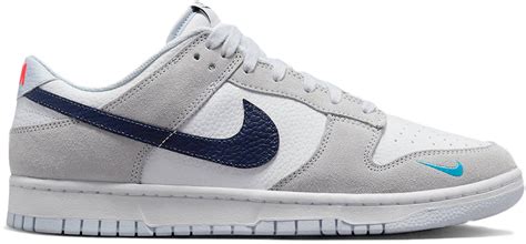 nike dunk lowwhite grey navy aqua mini swoosh